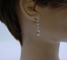 Load image into Gallery viewer, Sweet Edwardian Belle Époque Diamond Platinum Aquamarine Diamond Drop Earring