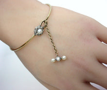 Load image into Gallery viewer, Very Rare & Fine Edwardian Diamond Pearl Gold "Charm" Bangle Bracelet--Case