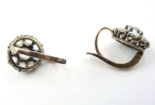 Load image into Gallery viewer, Antique Edwardian Diamond Halo Drop 18kGold Earrings