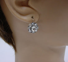 Load image into Gallery viewer, Antique Edwardian Diamond Halo Drop 18kGold Earrings