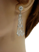 Load image into Gallery viewer, Romantic Lacey & Lovely Edwardian Belle Époque Platinum 1.56 Ct. Diamond Drop Earrings-Stunning