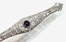 Load image into Gallery viewer, Stunning Art Deco Platinum 1.11 Ct. Diamond Sapphire Openwork Lacy Brooch Pin