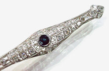 Carica l'immagine nel visualizzatore di Gallery, Stunning Art Deco Platinum 1.11 Ct. Diamond Sapphire Openwork Lacy Brooch Pin