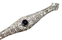 Charger l'image dans la galerie, Stunning Art Deco Platinum 1.11 Ct. Diamond Sapphire Openwork Lacy Brooch Pin