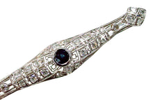 Load image into Gallery viewer, Stunning Art Deco Platinum 1.11 Ct. Diamond Sapphire Openwork Lacy Brooch Pin
