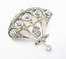 Load image into Gallery viewer, Edwardian Belle Époque Silver Top Gold Diamond Convertible Fan Pendant Brooch