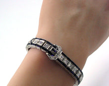 Load image into Gallery viewer, Stunning Art Deco Platinum 2.88 ct. Diamond Sapphire Buckle Strap Bracelet--Small Size