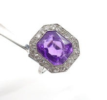 Charger l'image dans la galerie, Romantic Royal Purple Amethyst Diamond Platinum Halo Engagement Cocktail Ring