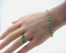 Load image into Gallery viewer, Lovely Emerald 3.50 Ct Diamond Emerald Line Strap Tennis Bracelet