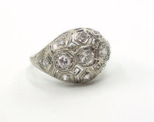 Charger l'image dans la galerie, Art Deco Old Cut Diamond 14k White Gold Bombe Engagement Dinner Ring