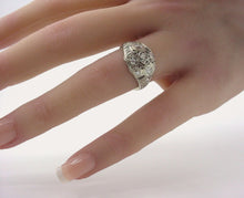 Charger l'image dans la galerie, Art Deco Old Cut Diamond 14k White Gold Bombe Engagement Dinner Ring