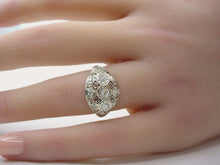 Charger l'image dans la galerie, Art Deco Old Cut Diamond 14k White Gold Bombe Engagement Dinner Ring