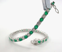 Load image into Gallery viewer, Lovely Emerald 3.50 Ct Diamond Emerald Line Strap Tennis Bracelet
