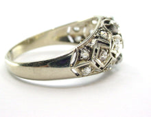 Charger l'image dans la galerie, Art Deco Platinum White Gold Old Cut Diamond Bombe Engagement Dinner Ring