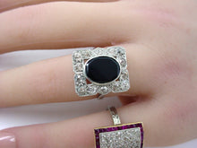 Charger l'image dans la galerie, Edwardian Old Mine Cut Diamond Sapphire Platinum Halo Engagement Cocktail Ringa