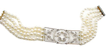 Load image into Gallery viewer, Edwardian Antique Platinum-Topped Gold Cultured Pearl Diamond Bracelet