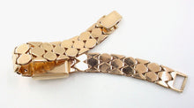 Load image into Gallery viewer, Handsome Brick Motif 1940's 14k Rose Gold Bracelet Watch