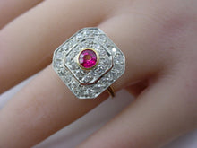 Load image into Gallery viewer, Platinum Top Edwardian 1.16 Ct. Diamond Ruby Hexagon Engagement Cocktail Ring