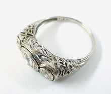 Charger l'image dans la galerie, Art Deco 3-Stone Diamond 18K White Gold Engagement Dinner Ring-Orange Blossoms