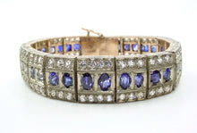 Load image into Gallery viewer, Stunning Antique Sapphire Silver Topped Rose Gold Link Bracelet--Heavy