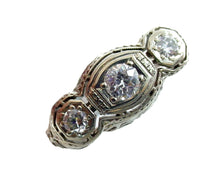 Charger l'image dans la galerie, Art Deco 3-Stone Diamond 18K White Gold Engagement Dinner Ring-Orange Blossoms