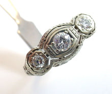 Charger l'image dans la galerie, Art Deco 3-Stone Diamond 18K White Gold Engagement Dinner Ring-Orange Blossoms