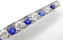 Load image into Gallery viewer, Luminous Art Deco Platinum Diamond Sapphire Brooch Bar Pin