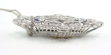 Load image into Gallery viewer, Art Deco Platinum OEC Diamond Sapphire 14k Gold Pendant Necklace--Conversion
