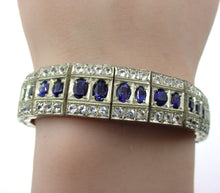 Load image into Gallery viewer, Stunning Antique Sapphire Silver Topped Rose Gold Link Bracelet--Heavy