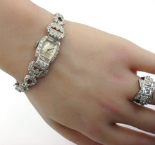 Load image into Gallery viewer, Heavy Platinum Wittnauer 2.98 Ct Diamond Art Deco Swiss Bracelet Watch-32 grams