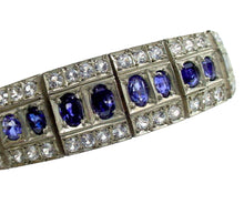 Load image into Gallery viewer, Stunning Antique Sapphire Silver Topped Rose Gold Link Bracelet--Heavy
