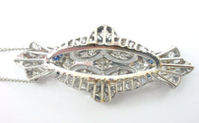 Load image into Gallery viewer, Art Deco Platinum OEC Diamond Sapphire 14k Gold Pendant Necklace--Conversion