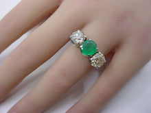 Carica l'immagine nel visualizzatore di Gallery, Romantic Trilogy Ring-- Emerald Diamond 14k Gold Engagement Ring