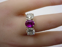 Load image into Gallery viewer, Luxe 4.00 Ct Diamond GIA Sapphire Trilogy Platinum Gold Engagement Ring