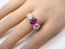 Load image into Gallery viewer, Luxe 4.00 Ct Diamond GIA Sapphire Trilogy Platinum Gold Engagement Ring