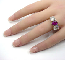 Load image into Gallery viewer, Luxe 4.00 Ct Diamond GIA Sapphire Trilogy Platinum Gold Engagement Ring