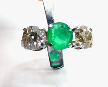 Carica l'immagine nel visualizzatore di Gallery, Romantic Trilogy Ring-- Emerald Diamond 14k Gold Engagement Ring