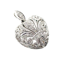 Load image into Gallery viewer, Edwardian Platinum Fleur-de-lis Heart Diamond Charm Pendant