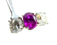 Load image into Gallery viewer, Luxe 4.00 Ct Diamond GIA Sapphire Trilogy Platinum Gold Engagement Ring