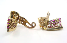 Load image into Gallery viewer, Striking Vintage Retro 1940s Ruby Diamond Platinum 14k Gold Clip Earrings