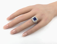 Load image into Gallery viewer, Lovely Art Deco Diamond Platinum Halo Engagement Cocktail Ring
