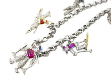 画像をギャラリービューアに読み込む, Art Deco Antique Platinum Diamond Charm Bracelet--Foxes, Jockey, Skier and More