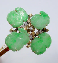 Carica l'immagine nel visualizzatore di Gallery, Whimsical Jadeite Dragon Diamond 14k Gold Custom Vintage Bangle Bracelet