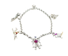 画像をギャラリービューアに読み込む, Art Deco Antique Platinum Diamond Charm Bracelet--Foxes, Jockey, Skier and More