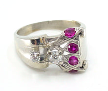 Charger l'image dans la galerie, 1940s Retro Moderne "Tank" Ruby Diamond 14k Gold Cocktail Ring