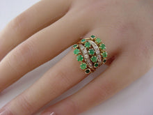 Carica l'immagine nel visualizzatore di Gallery, Antique Emerald Diamond Harem 14k Gold Ring