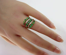 Carica l'immagine nel visualizzatore di Gallery, Antique Emerald Diamond Harem 14k Gold Ring