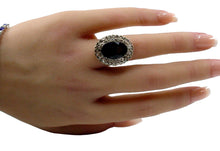Load image into Gallery viewer, Antique Double Halo 1.20 Ct Diamond Faceted Garnet Gold Silver Ring