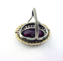 Carica l'immagine nel visualizzatore di Gallery, Antique Double Halo 1.20 Ct Diamond Faceted Garnet Gold Silver Ring