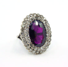 Carica l'immagine nel visualizzatore di Gallery, Antique Double Halo 1.20 Ct Diamond Faceted Garnet Gold Silver Ring